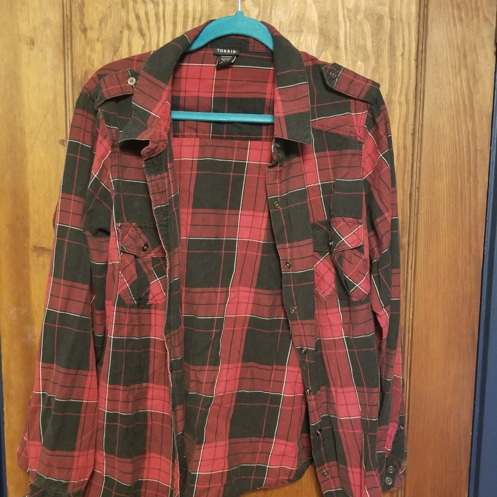 Button down plaid shirt